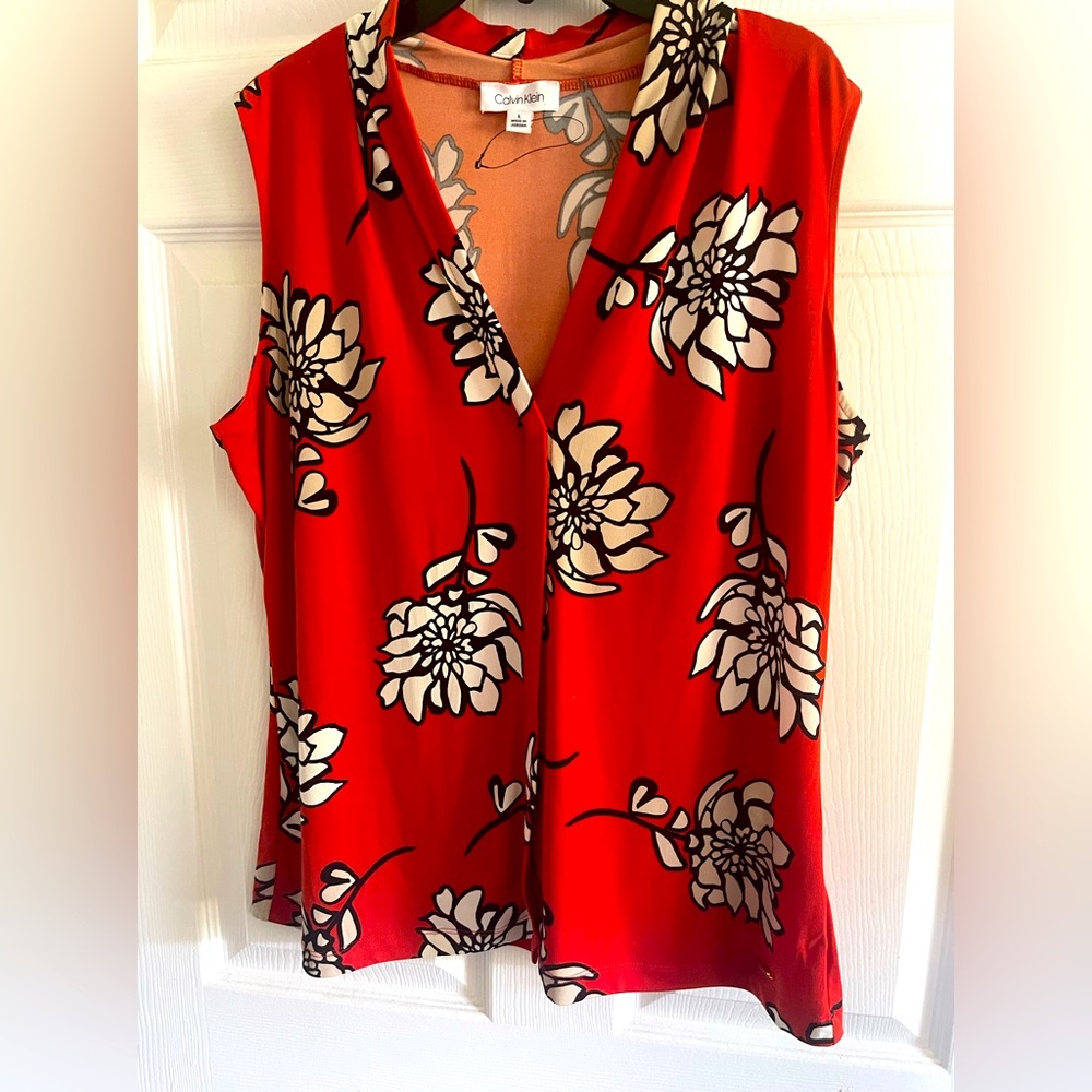 Calvin Klein blouse Orange, cream navy blue